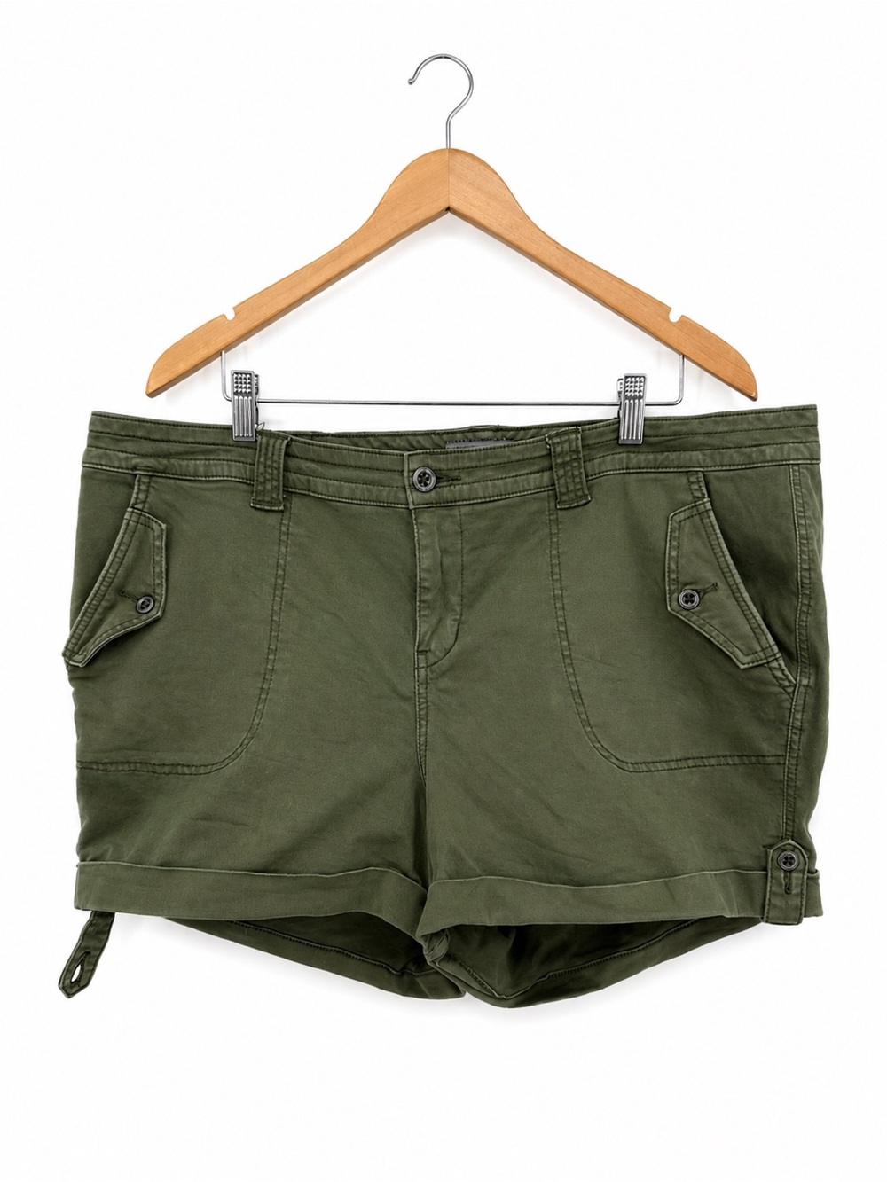 Torrid Olive Green Utility Cargo Shorts Women's Size 22 Rolled Cuffs Plus